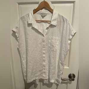 Orvis Women's Linen Blend White Button Down Shirt XL